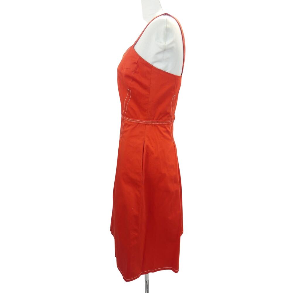 Vintage Carolina Herrera Tomato Red Box Pleated Dress - Picture 2 of 5